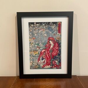 Hell Courtesan Japanese Print 12x15 Kyosai Skeleton Ukiyoe Wall Art Halloween